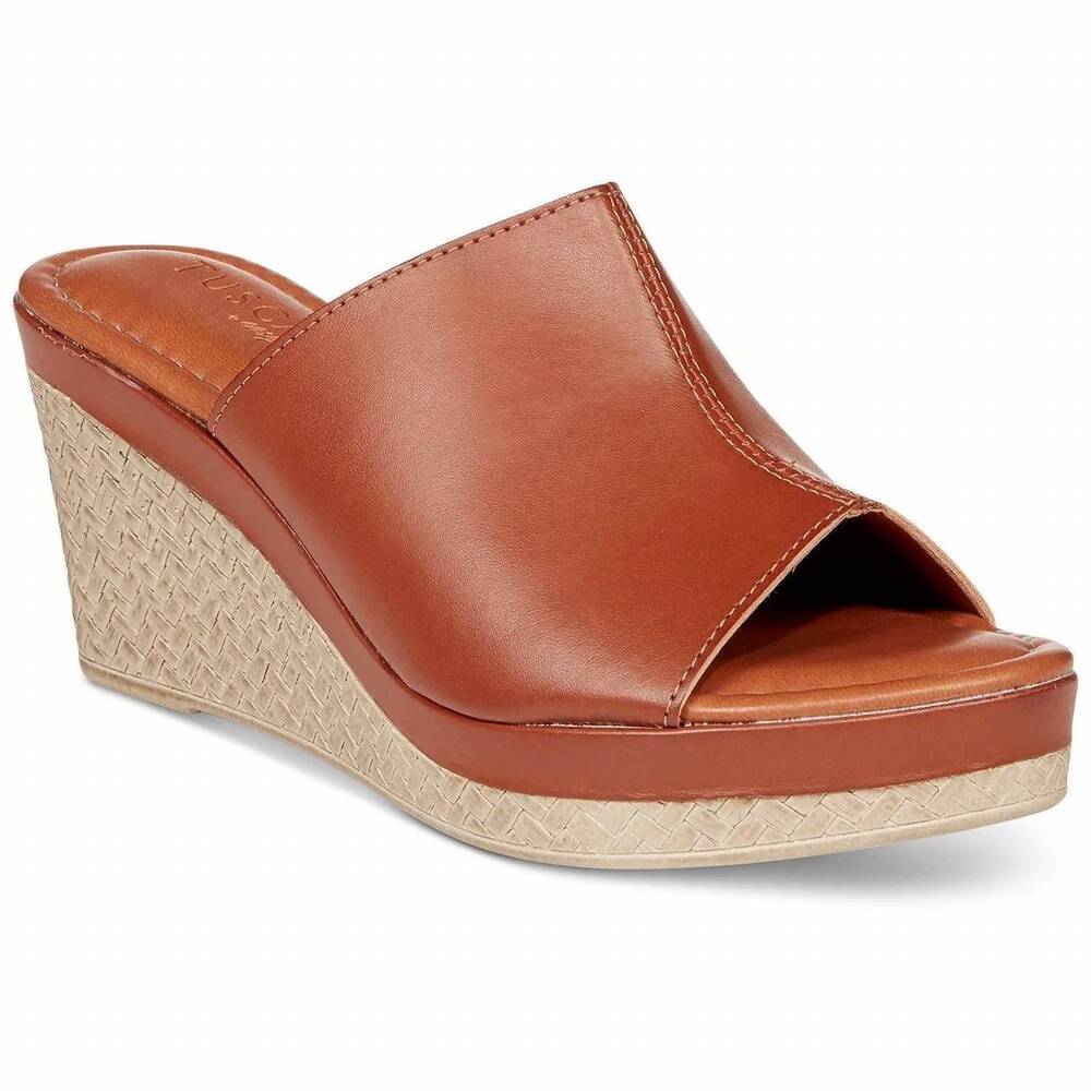 NEW EASY STREET women's tuscany octavia slides in cognac